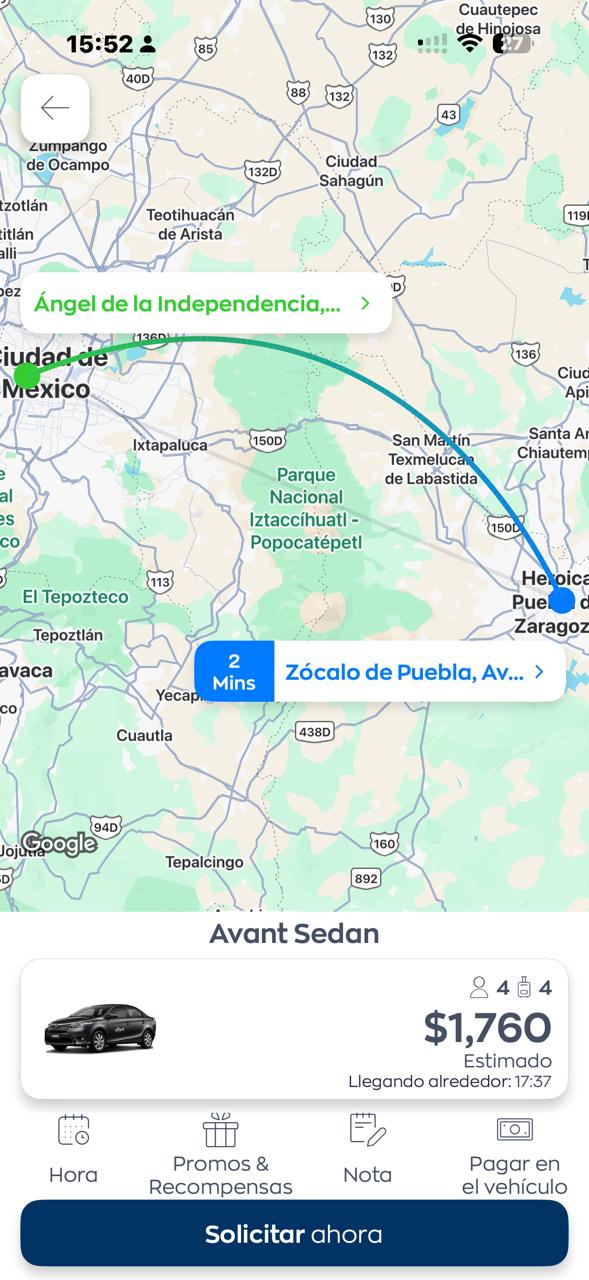 App Avant: solicita tu viaje en tres pasos