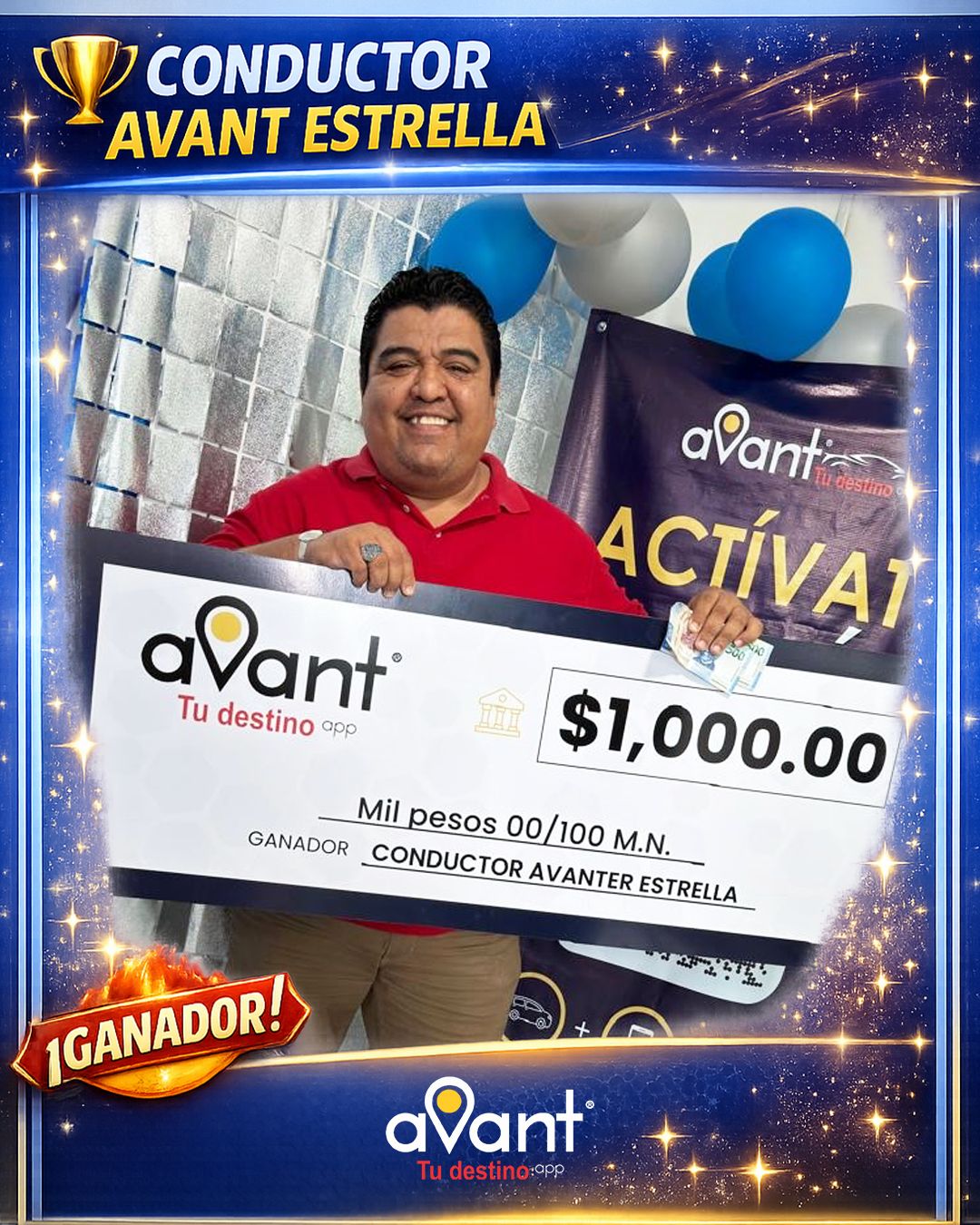 Conductor Avant cobra su premio